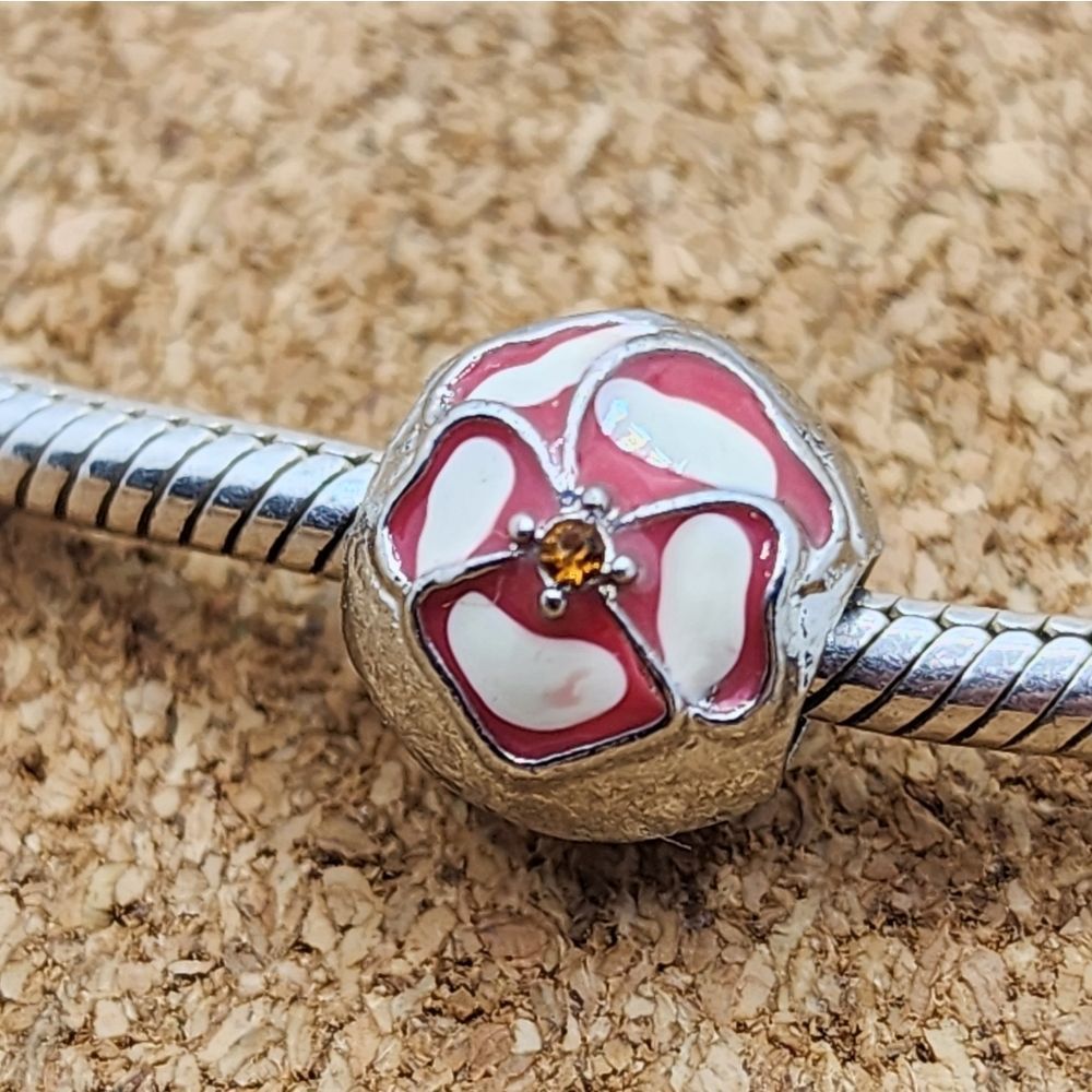 5/$21 ❤️ PINK AND WHITE FLOWER CHARM FOR PANDORA BRACELETS